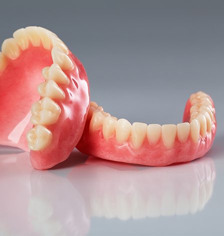 Full set of upper and lower dentures